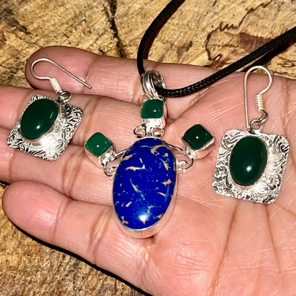 Copper Howlite Turquoise,Green Glass Bead Set - Picture 3 of 8